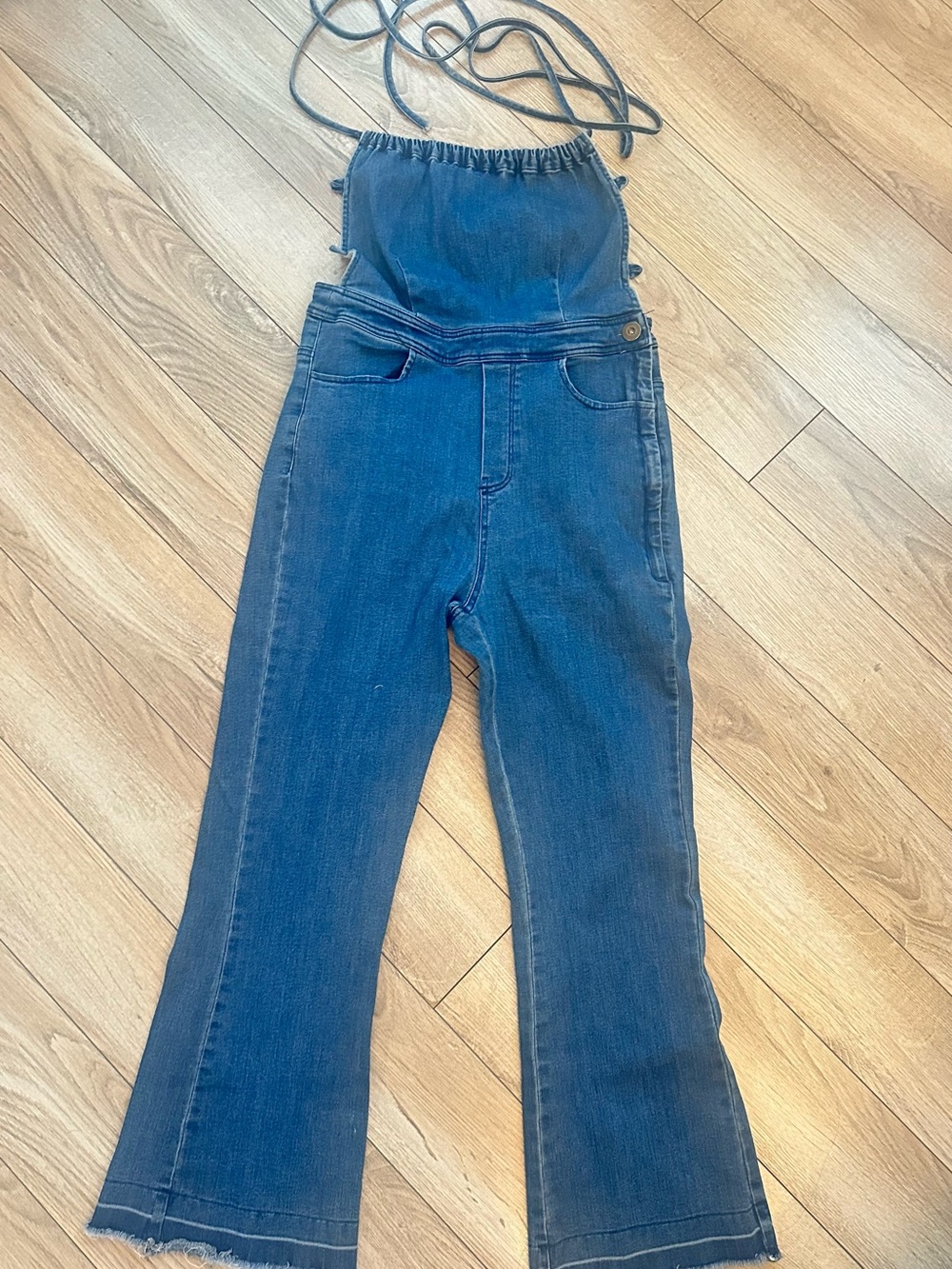 High-Waist Blue Denim Jumpsuit Jeans